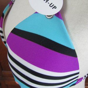 Hula Honey Striped Push Up Halter Bikini Top